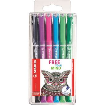 Pochette De 6 Stylos Feutres Stabilo Sensor Fun Pointe Fine 0 3mm