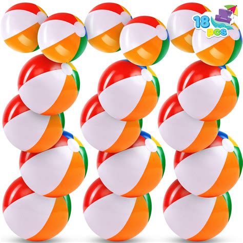 Syncfun 18 Pcs Rainbow Beach Balls 3 Size Inflatable Swimming Pool Toys For Summer Water Games