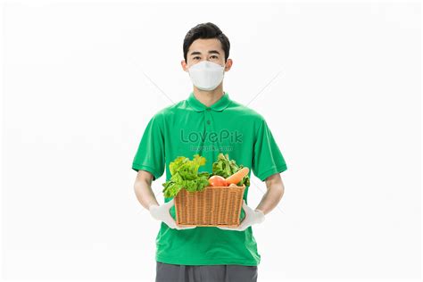 Fresh Fruit And Vegetable Delivery Staff Wear Masks Picture And HD ...