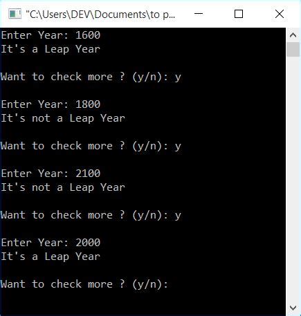 C Program To Check The Leap Year