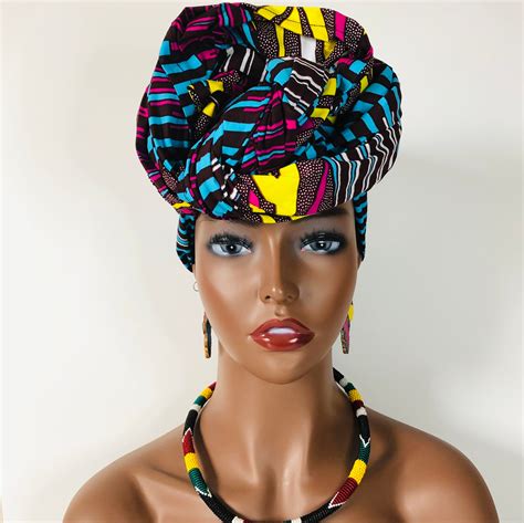 Vibrant African Print Head Wrap 100 Cotton Ankara Head Etsy