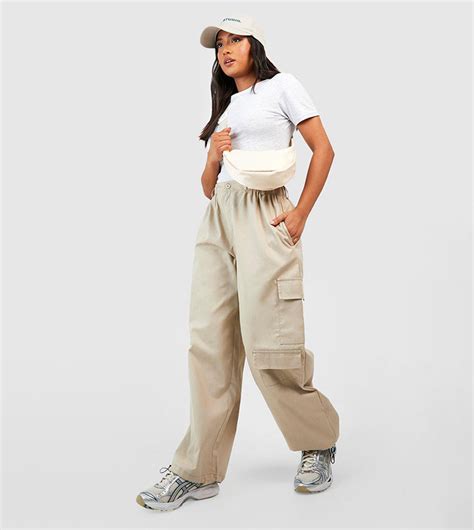 Buy Boohoo Twill Pocket Detail Cuff Hem Cargo Trousers In Beige