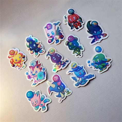 Chao Zodiac 2 Holographic Vinyl Stickers Etsy