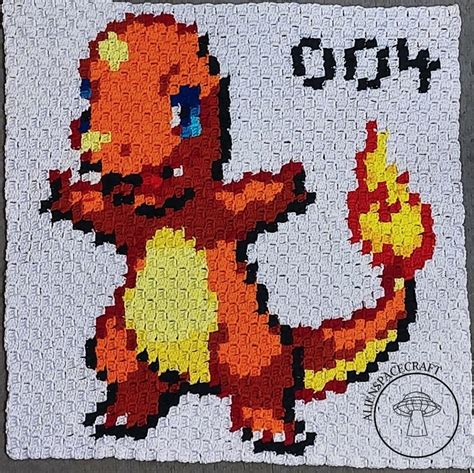 FREE Charmander C2C Square Crochet Pattern Ribblr