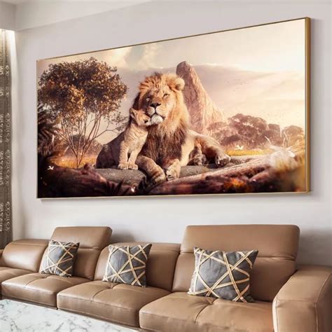 Quadro Gigante Rei Le O Selvagem Selva Savana Para Decora O De Sala