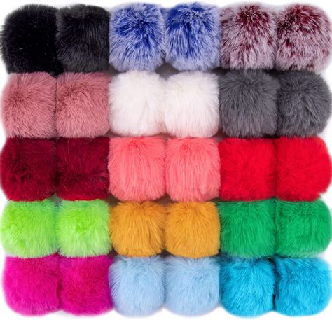 Bqtq Pieces Faux Rabbit Fur Pom Pom Balls Diy Faux Rabbit Fur Fluffy