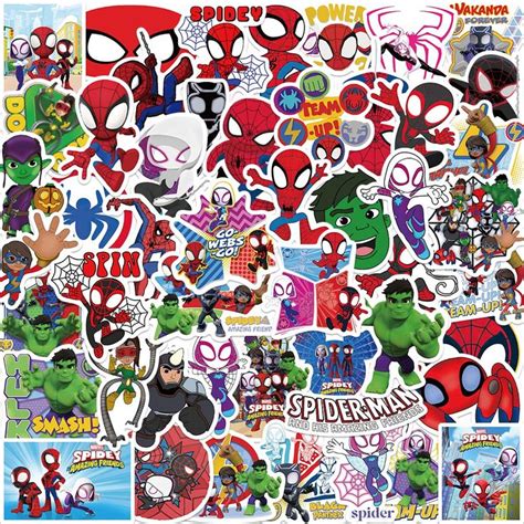 Spidey and His Amazing Friends Stickers Pack - Fun and Waterproof Vinyl ...