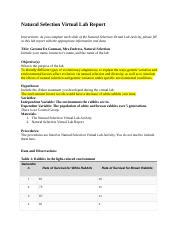 05 02 Natural Under Sep Selection Lab Report GeromeDeGuzman Docx