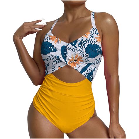 Seaopen Womens One Piece Swimsuits Sexy Cutout Push Up Swimsuit Boho