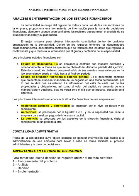 Razones Financieras Tarea AnÁlisis E InterpretaciÓn De Los Estados Financieros La