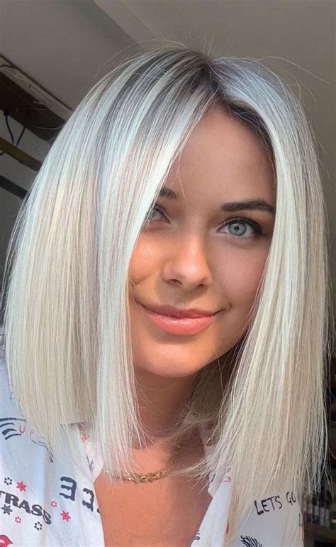 Trendy Lob Haircuts Hairstyles In Pearly Platinum Blonde