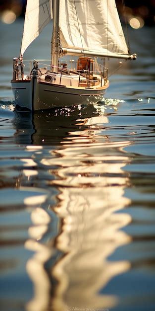 Fotografar E Pintar Um Barco Vela Na Gua Foto Premium