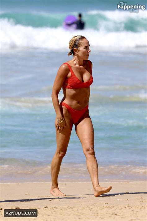 Pip Edwards Sexy Shows Off Her Beautiful Body Wearing A Hot Red Bikini At Bondi Beach Aznude
