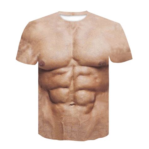 Camiseta Masculina Ver O Engra Ado Corpo Seis Pacotes Abs M Sculo T