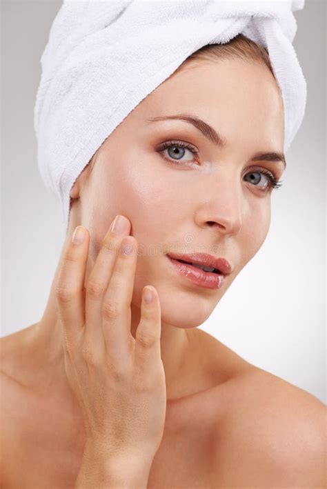 Dermatology Skincare And Portrait Of Woman With Towel Glow And