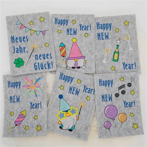 Stickdatei Set Gnom Silvesterparty Mit Ith Kartenh Llen Einzelmotive