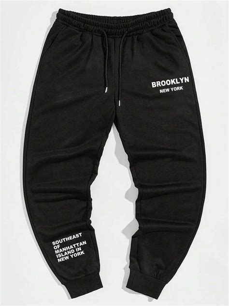 Manfinity Homme Men S Loose Slogan Graphic Sweatpants With Drawstring