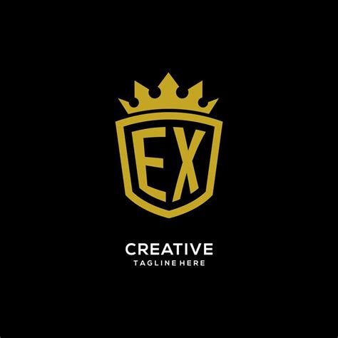 Initial EX Logo Shield Crown Style Luxury Elegant Monogram Logo Design