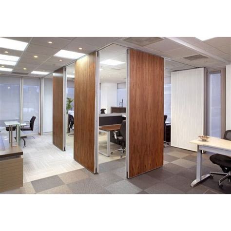 Glass Brown Full Height Wooden Office Partition Frame Thickness 18