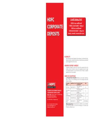 Fillable Online Hdfc Smart Deposits Application Form Fax Email Print