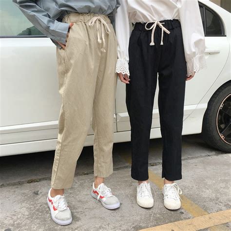 Chic Korean Style Loose Women S Pure Color Trousers Harajuku Leisure