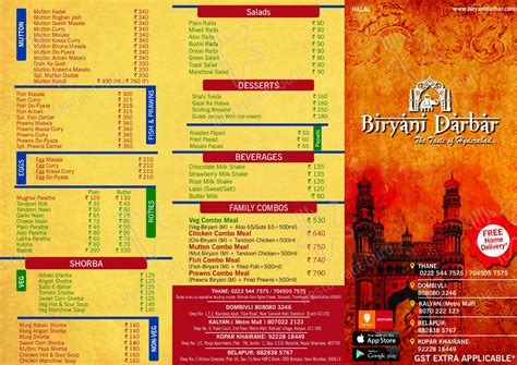 Menu At Biryani Darbar Thane Nirmala Devi Dighe Chowk