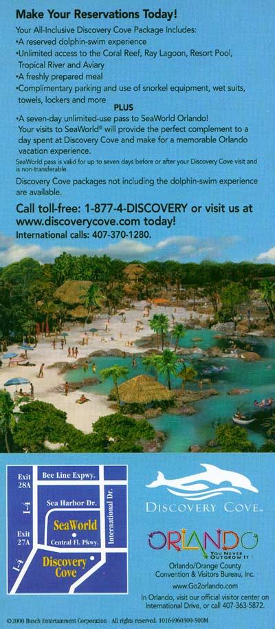 Discovery Cove Map and Brochure (2000 - 2024) | ThemeParkBrochures.net