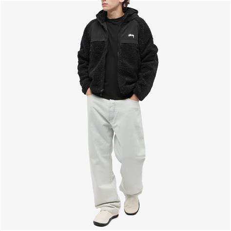 Stussy Sherpa Paneled Hooded Jacket Black End Tw