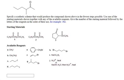 Solved Specify A Synthetic Scheme That Would Produce The Compound