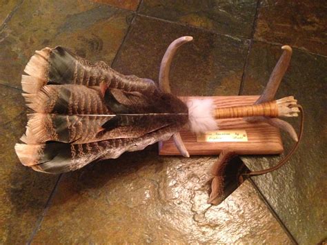 4 Turkey Feather Smudge Fan Displayed On Antler Mount Smudging