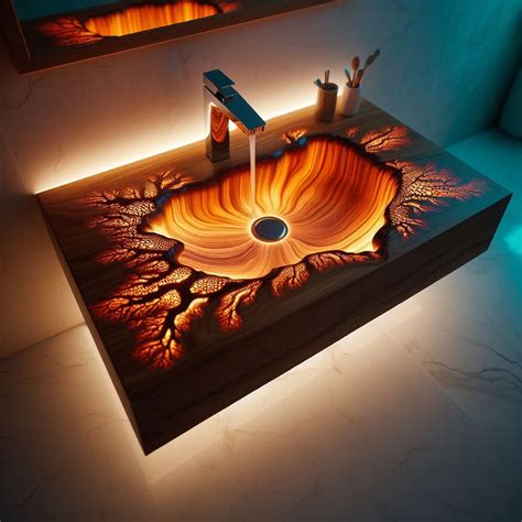 Illuminated Elegance Glowing Epoxy Sink Material For Modern Bathrooms