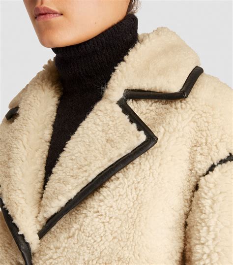 Womens Maje White Faux Shearling Coat Harrods Countrycode