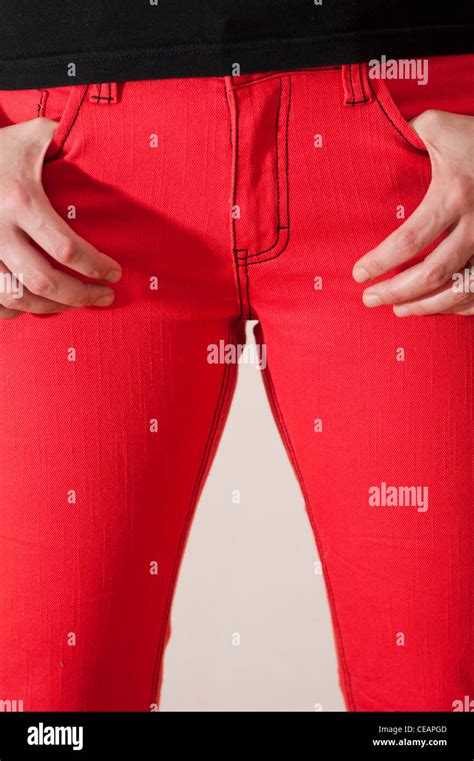 Woman With Red Pants Stock Photo Alamy