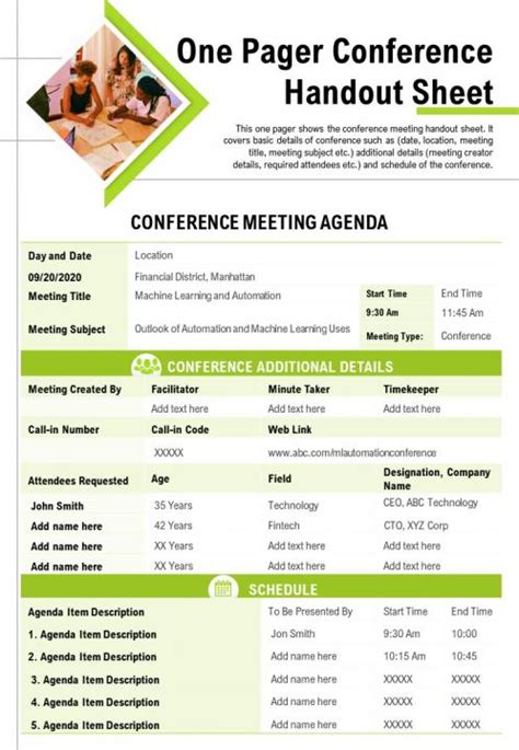 One Pager Conference Handout Sheet Presentation Report Infographic PPT