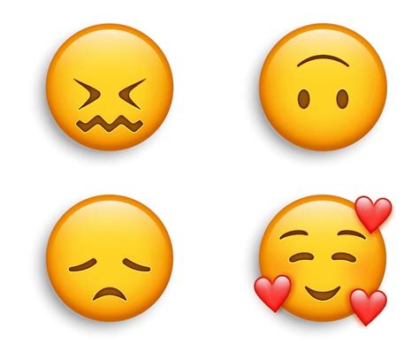 Emoji sorridente corações rosto confuso boca trêmula e