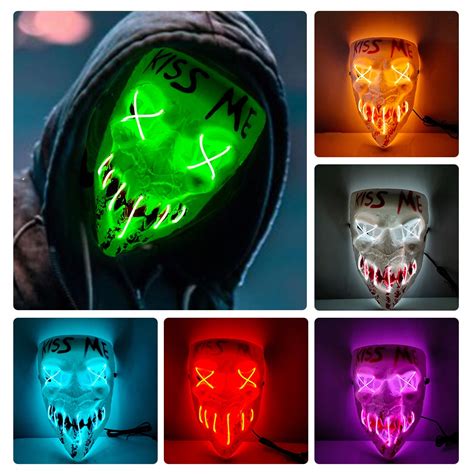 Led M Scara De Halloween Assustador Brilhante M Scara Cosplay Festa