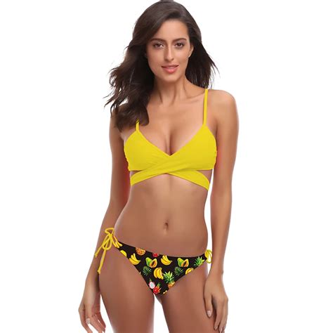 New Criss Cross Bandage Halter Bikini Set Push Up Swimwear Women