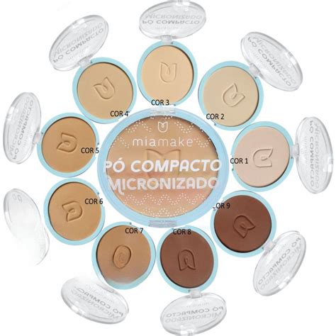 Po Compacto Micronizado Mia Make Cores Claras Medias Escuras Kit Un