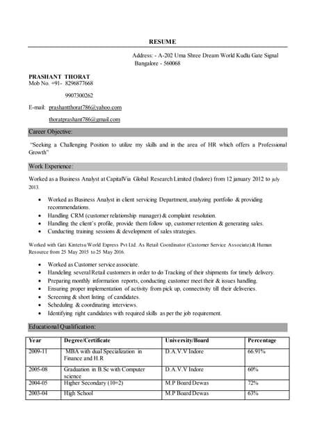 Prashant Resume Pdf