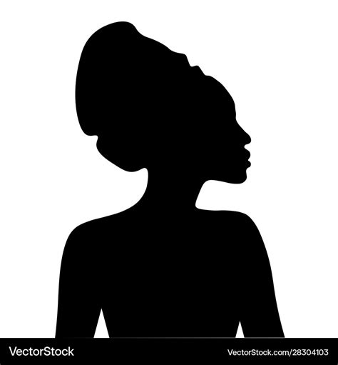 Black Silhouette African Woman In Headdress Vector Image