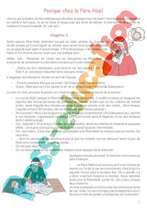 Panique chez le Père Noël Ce2 Cm1 Cm2 Conte de noël PDF à