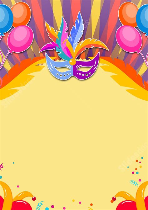 Carnival Of Balloons With Colorful Masks Page Border Background Word ...