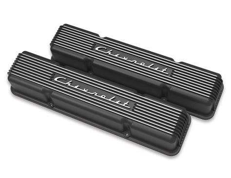 Holley 241 108 Holley Gm Licensed Vintage Series Sbc Valve Covers Satin Black Machined Finish