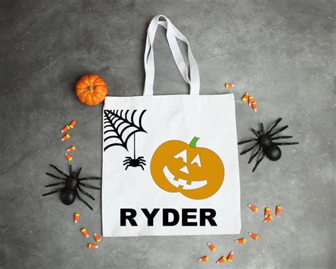 Halloween Trick Or Treat Bag Personalized Halloween Tote Etsy Halloween Bags Personalized