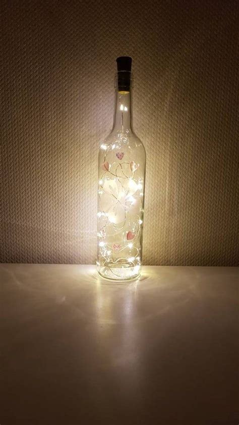 Herz Leuchtflasche Mit Hibiskusbl Te Deko Lichtflasche Etsy