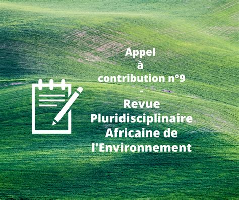 Appel Contribution N Revue Pluridisciplinaire Africaine De L