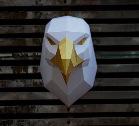 Papercraft 3d Eagle Head Pepakura Pdf Template Low Poly Paper Sculpture