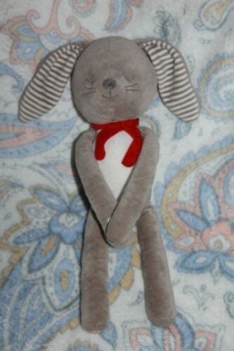 Doudou Obaibi Lapin Gris Blanc Raye Charpe Rouge Cm Ebay