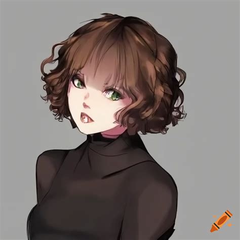 Anime Girl With Curly Brown Hair And Hazel Eyes