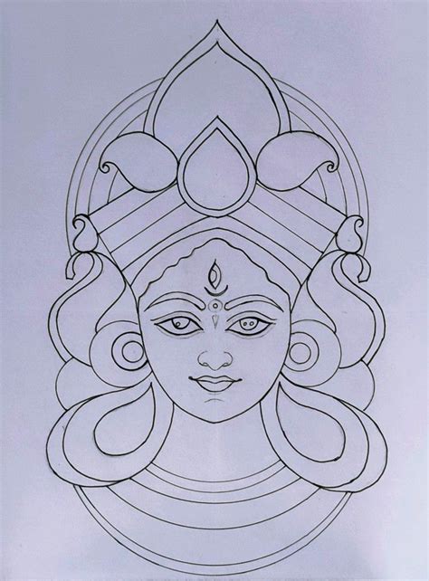 Maa durga face drawing durga maa face outline – Artofit